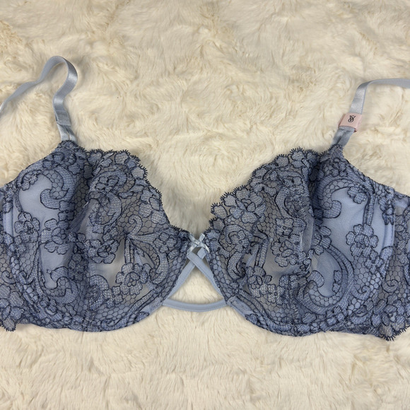 Victoria's Secret Dream Angels NWT Unlined Uplift Sling Bra Blue Lace 40C - Picture 3 of 9